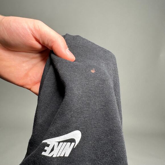 Nike Sweatpants Jet Black Cottton White Swoosh Baggy Fit - Picture 5 of 5